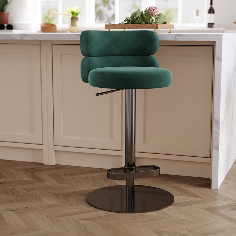 Fabric height adjustable on sale swivel bar stools